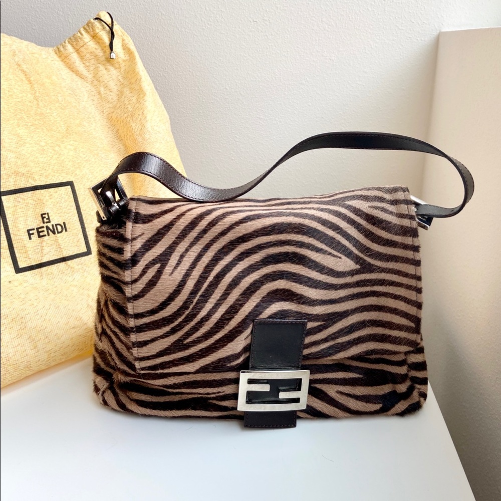 RARE FENDI ZEBRA PONY HAIR MAMA BAGUETTE BAG